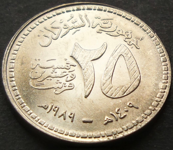 Moneda exotica 25 QIRAH / GHIRSH - SUDAN, anul 1989 *cod 2558 = UNC