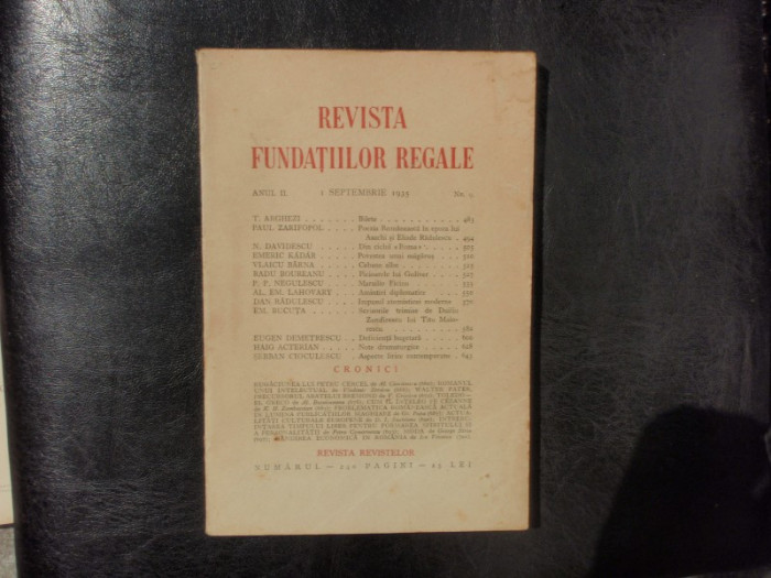Revista fundatiilor regale no.9 anul II Septembrie 1935