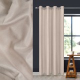 Perdea Decorativă, Model Inele, Culoare Bej, Dimensiuni 140x260cm, Material Poliester, Oem
