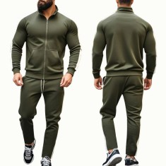 Trening de barbati MBrands din material subtire cu fermoar, verde M