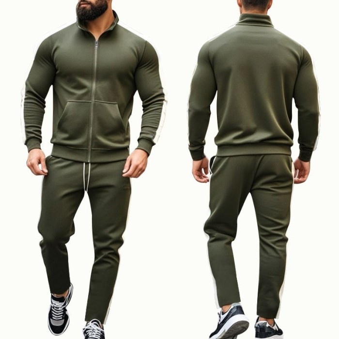 Trening de barbati MBrands din material subtire cu fermoar, verde XL