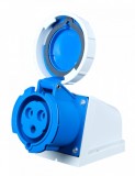 Priza industriala monofazica aplicata 3 poli 2P+E 32A 6h 230 V (50+60 Hz) albastra IP67