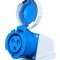 Priza industriala monofazica aplicata 3 poli 2P+E 32A 6h 230 V (50+60 Hz) albastra IP67