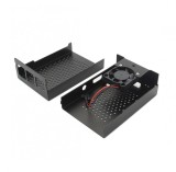 Carcasa metalica neagra compatibila Raspberry Pi 4 cu ventilator OKYN9002-2