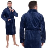 Halat de baie pentru barbati pana la genunchi, marimea M/L, albastru marin Household NewTrend