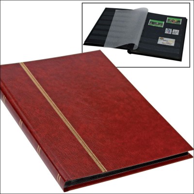 Clasor pentru timbre, format de carte 170 x 225 mm, 8 file 16 pagini negre - Burgundy foto