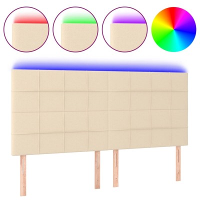 Tablie de pat cu LED, crem, 180x5x118/128 cm, textil foto