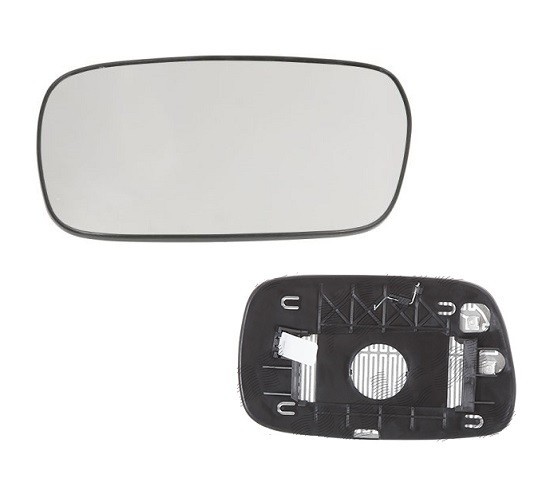 Geam oglinda exterioara cu suport fixare Toyota Corolla (E12), 01.2002-12.2003, Dreapta, incalzita; geam convex; cromat