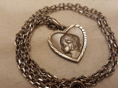 argint MEDALION PRINTESA CONTESA delicat 1900 FRANTA art nouveau EXCEPTIONAL si UNIC pe Lant Argint foto