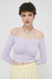 Tommy Jeans bluză culoarea violet, uni DW0DW17892