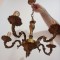 Deosebit candelabru antic din bronz masiv cu 5 brațe
