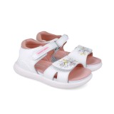 Sandale din piele pentru copii floricele, biomecanics, 252233, alb (marime: 31(19,5-20,1 cm))