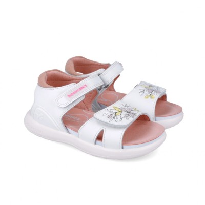 Sandale din piele pentru copii floricele, biomecanics, 252233, alb (marime: 33(20,9-21,5 cm)) foto