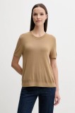 United Colors of Benetton tricou cu m&acirc;necă lungă culoarea bej, 1ZRED10BK