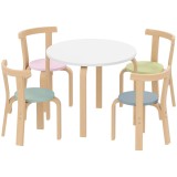 AIYAPLAY Set masă și scaune pentru copii, 5 piese, lemn masiv ușor, multicolor | Aosom Romania