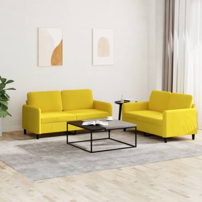 vidaXL Set canapea 2 piese, galben, catifea 3201980 foto