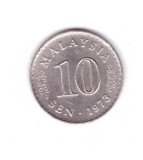 Moneda Malaezia 10 sen 1973, stare buna, curata