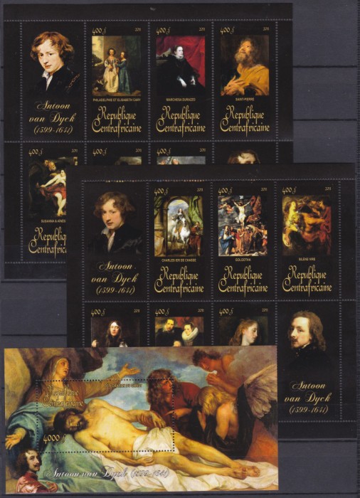 DB1 Africa Centrala Pictura Antoon van Dyck 2 x MS + SS MNH