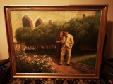 Tablou autentic Ady Endre si Berta Boncza la castelul Boncza, Scene gen, Ulei, Impresionism