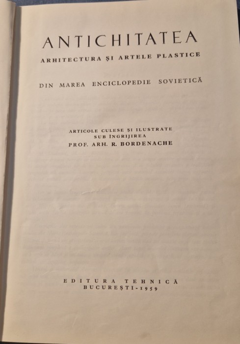 Antichitatea arhitectura si arte plastice R. Bordenache