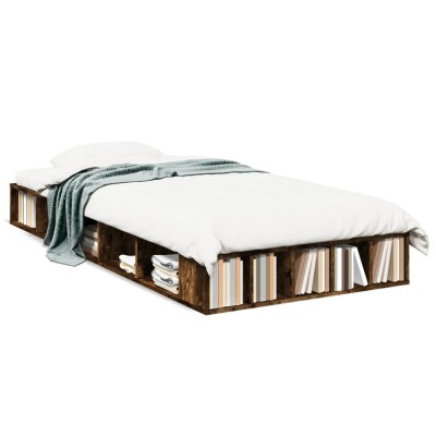 Gossi cadru de pat, stejar fumuriu, 90x200 cm, lemn prelucrat foto