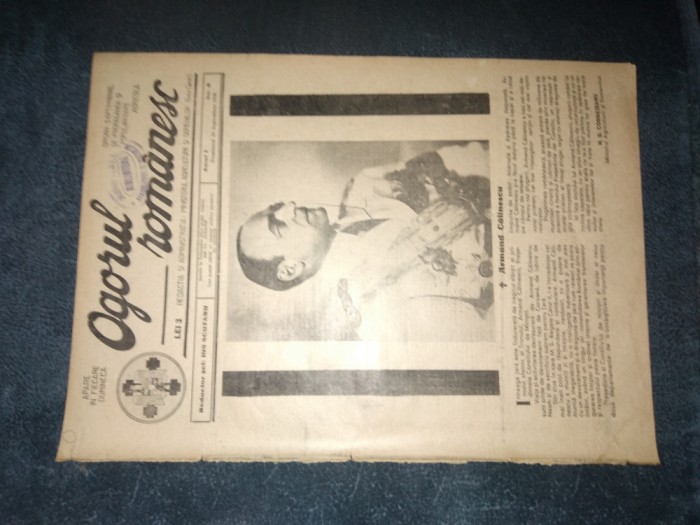 REVISTA OGORUL ROMANESC 24 SEPTEMBRIE 1939 MOARTEA LUI ARMAND CALINESCU