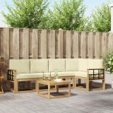 vidaXL Set canapele exterior 6 piese lemn acacia perna alb crem stil modern gradina terasa