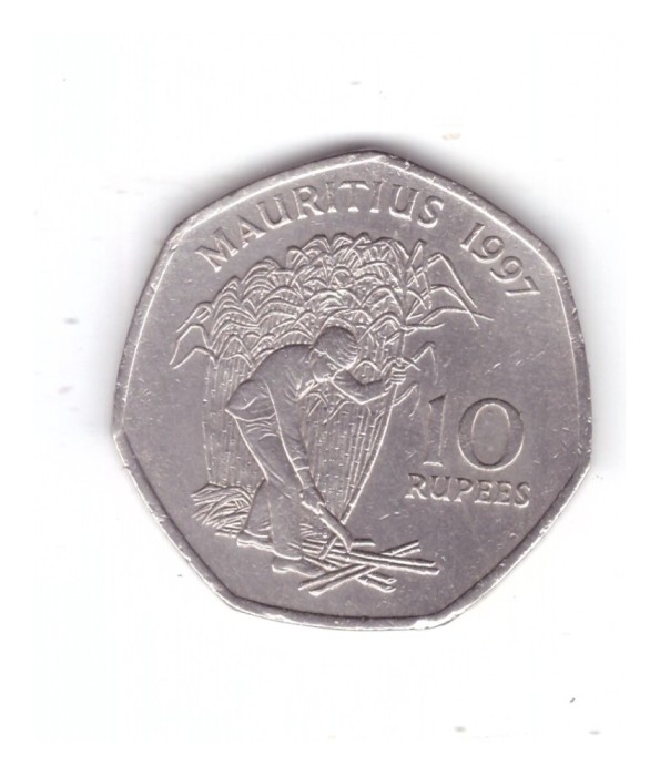Moneda Mauritius 10 rupees 1997, stare buna, curata