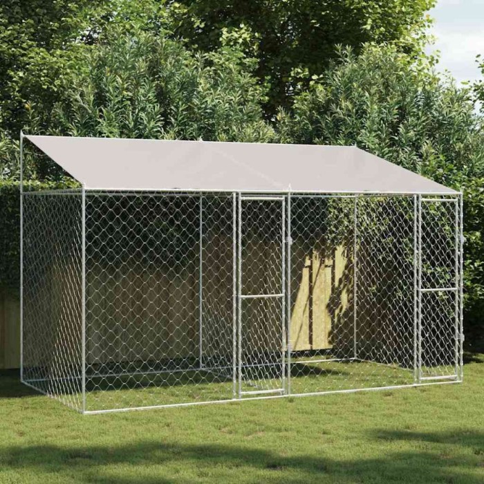 Cușcă pentru c&acirc;ine Argintiu 400 x 200 x 256 cm Oțel Galvanizat