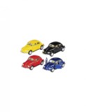 Mini Volkswagen Beetle Clasic Goki, Scara 1:34, 13 cm. Model Asortat.
