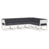 Set canapele de gradina cu perne 6 piese alb lemn masiv de pin