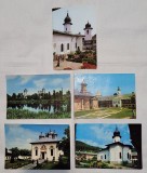 Biserica - Manastire Lot x 5 bucati Carte Postala Agapia, Neamt, Cernica, Circulata, Sinaia, Printata