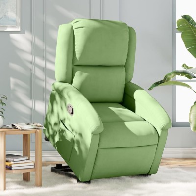 vidaXL Fotoliu rabatabil cu ridicare, verde deschis, catifea 3204303 foto