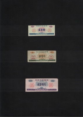 China set 3 cupoane alimentare 0.2+1+20 1982-83 foto