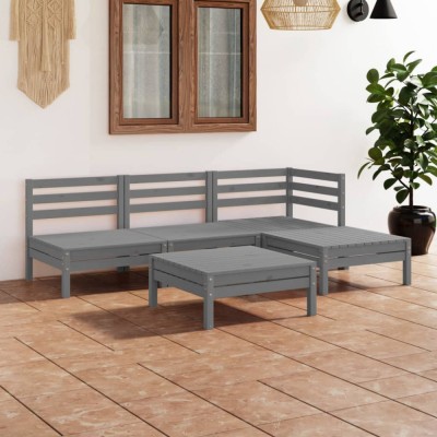 Gossi set mobilier de gradina, 5 piese, gri, lemn masiv de pin foto