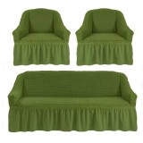 Cumpara ieftin Huse Elastice si Creponate, Canapea 3 Persoane + 2 Fotolii, Verde Kaki - HEP134