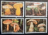Guyana 1988 &ndash; Set 4 timbre ciuperci-&bdquo;Mushrooms&rdquo;, $2, obliterate
