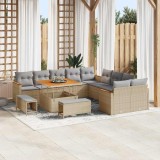 VidaXL Set de canapele pentru grădină cu pernă 13 pcs Bej Rattan poli