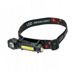 Lanterna de cap multifunctionala LED XPE/COB, acumulator integrat