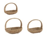 Set 3 cosuri depozitare iarba mare natur Meryelle 32x22x6/26h; 37x27x9/30h; 42x31x11/36h