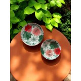 Set farfurie și bol ceramic cu flori colorate decorative