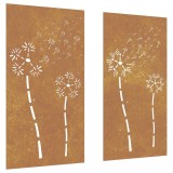 Cumpara ieftin Decor perete gradina 2 buc. 105x55 cm design flori otel Corten