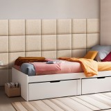 Set 4 panouri tapitate de perete Carpino, textil bej, 30x30 cm