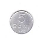 Moneda 5 bani 1975, stare foarte buna, curata, Aluminiu