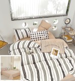 Cumpara ieftin Lenjerie Pat Luminita Sf042, Bumbac, 4 Piese, Fara Elastic, Alb, Crem, Verde