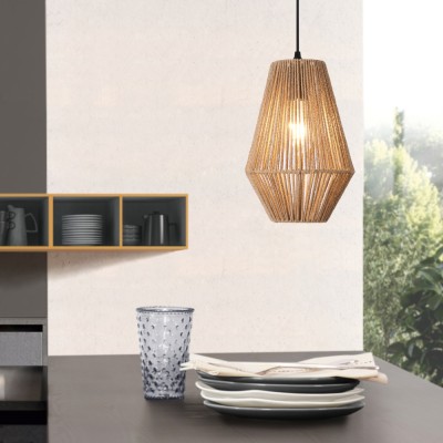 Lampa suspendata, lux.pro, PXQD-0004 Newtownabbey, 160 x 20 cm, 1 x E27, max. 60W, metal franghie, bej HausGarden Leisure foto