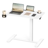 VASAGLE Masa tip birou, ajustabila cu roti pentru pat sau canapea, blat 80x45 cm, inaltime reglabila 65-102 cm, alb Household NewTrend