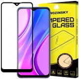 Folie Protectie Ecran WZK pentru Xiaomi Redmi 9, Sticla securizata, Full Face, Full Glue, 9H, Neagra