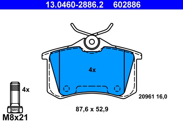 ATE 13.0460-2886.2 set placute frana,frana disc