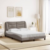 vidaXL Cadru de pat cu tăblie, gri taupe, 140x200 cm, textil